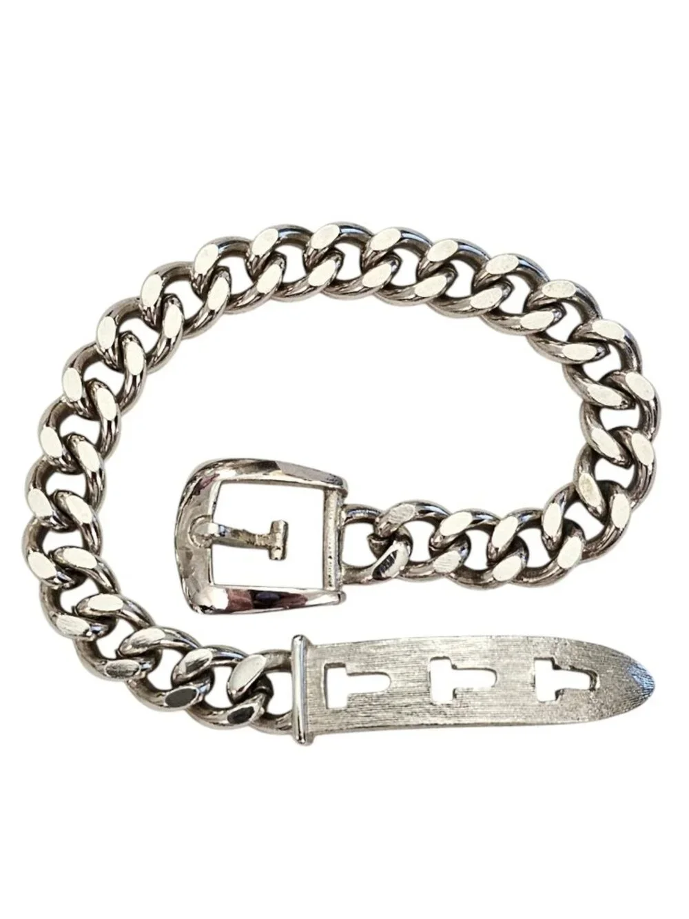 Avon Silver Tone Chain Buckle Bracelet, Signed L826